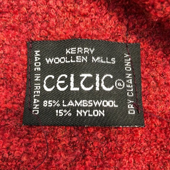 Celtic WoolLen Mills 85% Lambswool Women’s Burgundy & Green Stole Modern Ireland - Picture 8 of 8